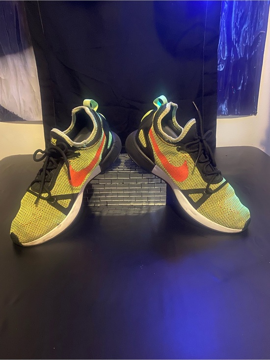 Nike Yellow Knit Sneakers with Orange Swoosh and Black Trim main image 8